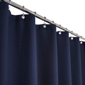 Luxury Home | Navy Blue Waffle Weave Fabric Hotel Series Shower Curtain
